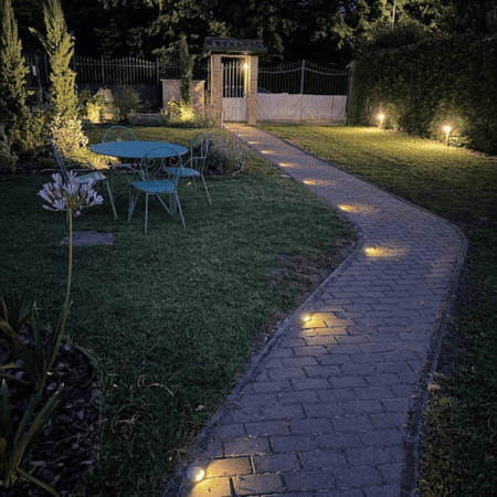 grey recessed path lights for the walkway